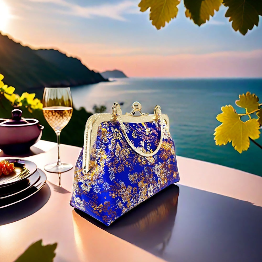 Gift redemption-women's silk evening handbag -blue