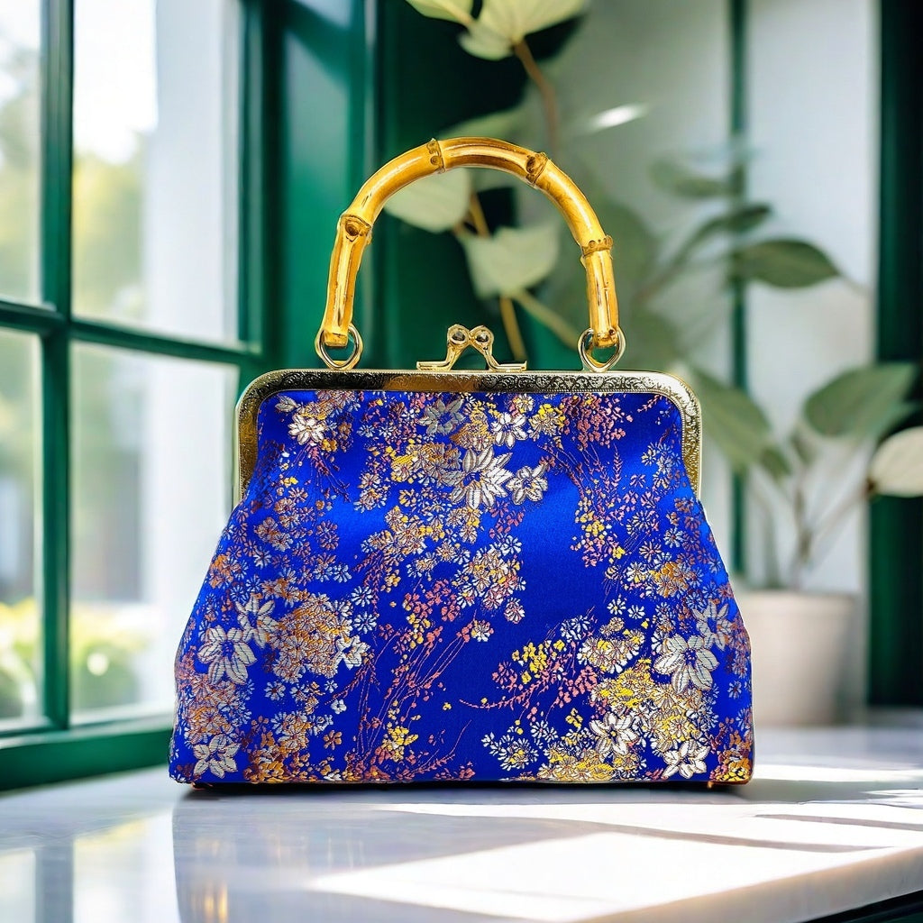 Gift redemption-women's silk evening handbag -blue