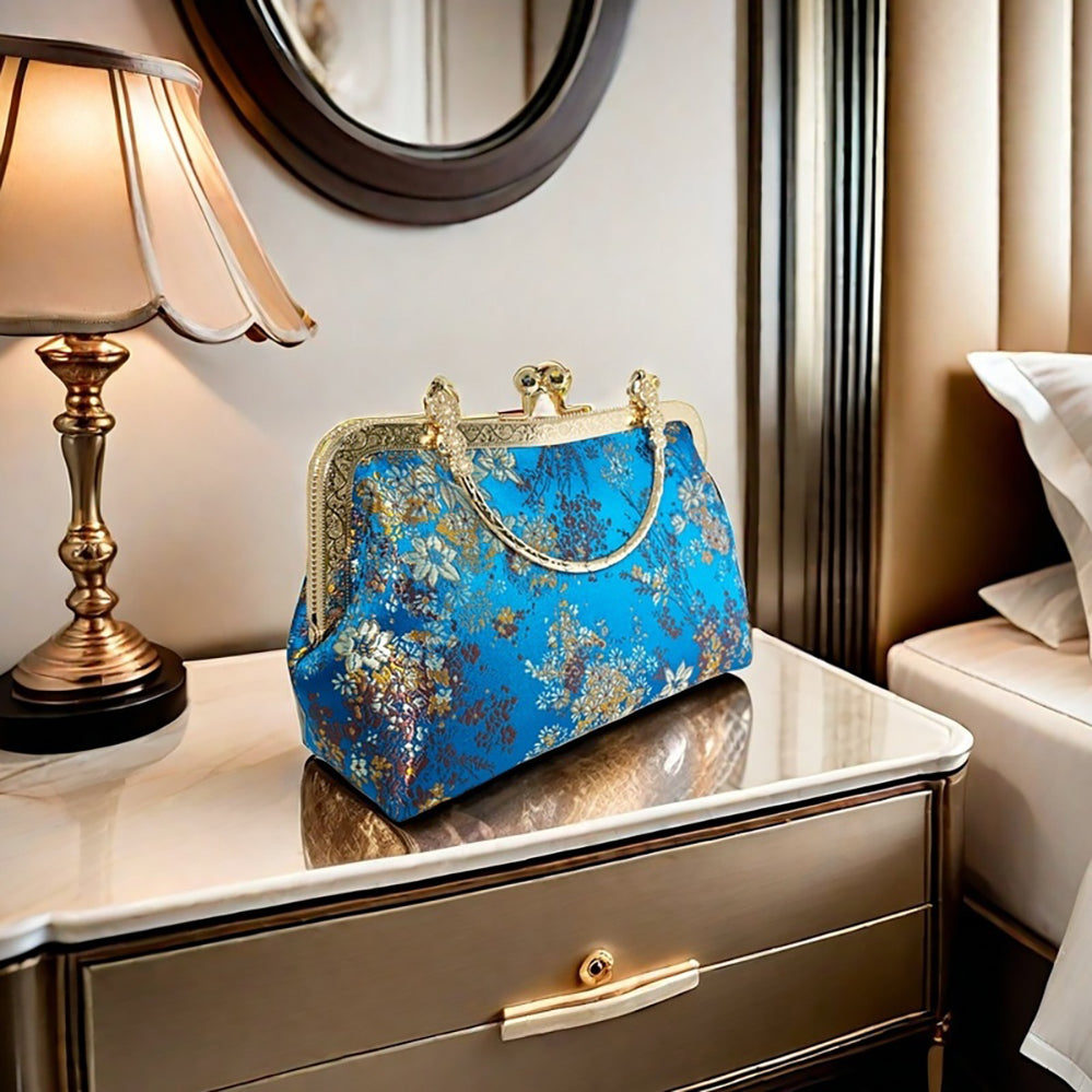 Gift redemption-women's silk evening handbag -blue