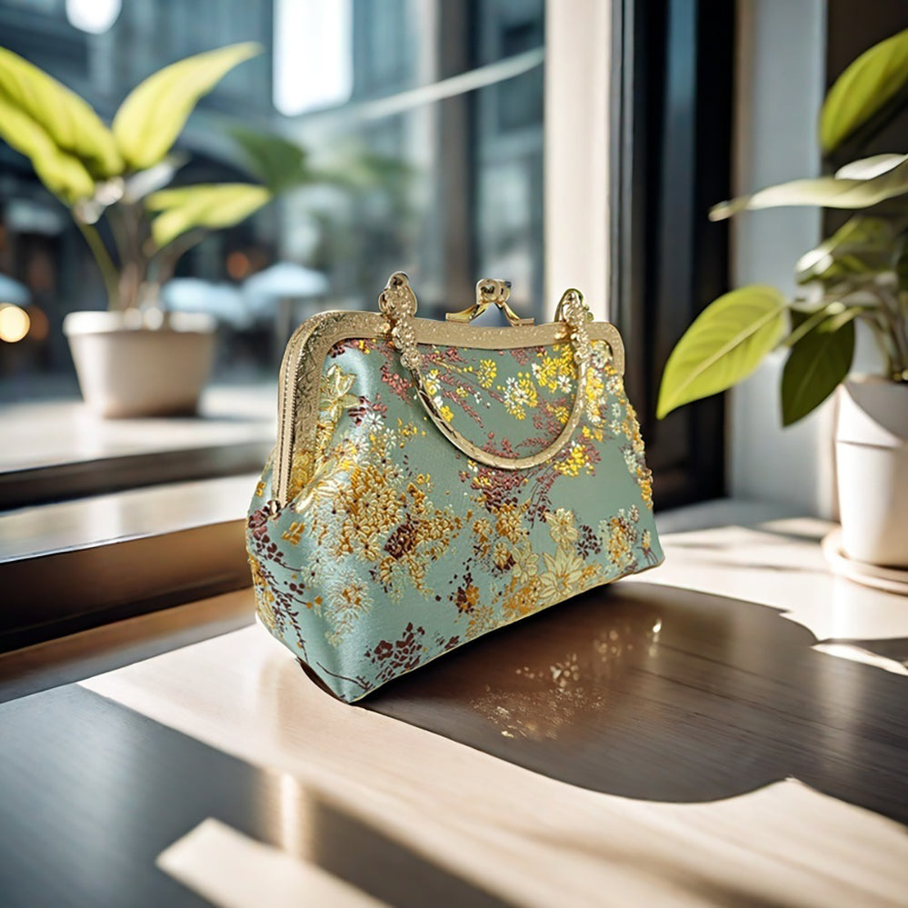 Gift redemption-women's silk evening handbag -blue