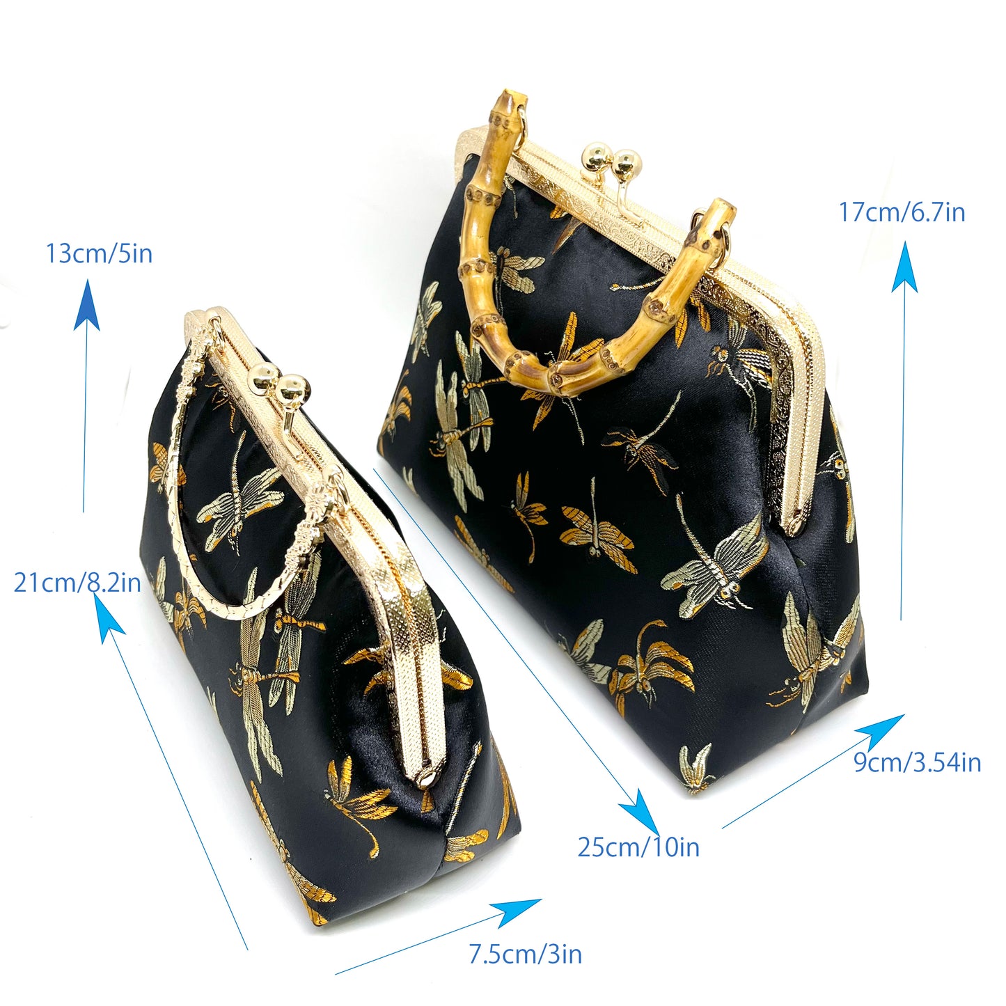 Gift redemption-women's silk evening handbag -blue dragonfly