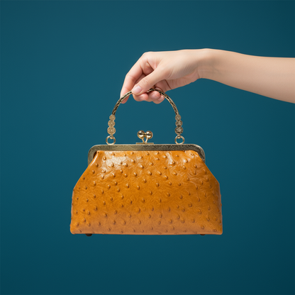 Gift redemption-cowhide ostrich print small crossbody bag handbag