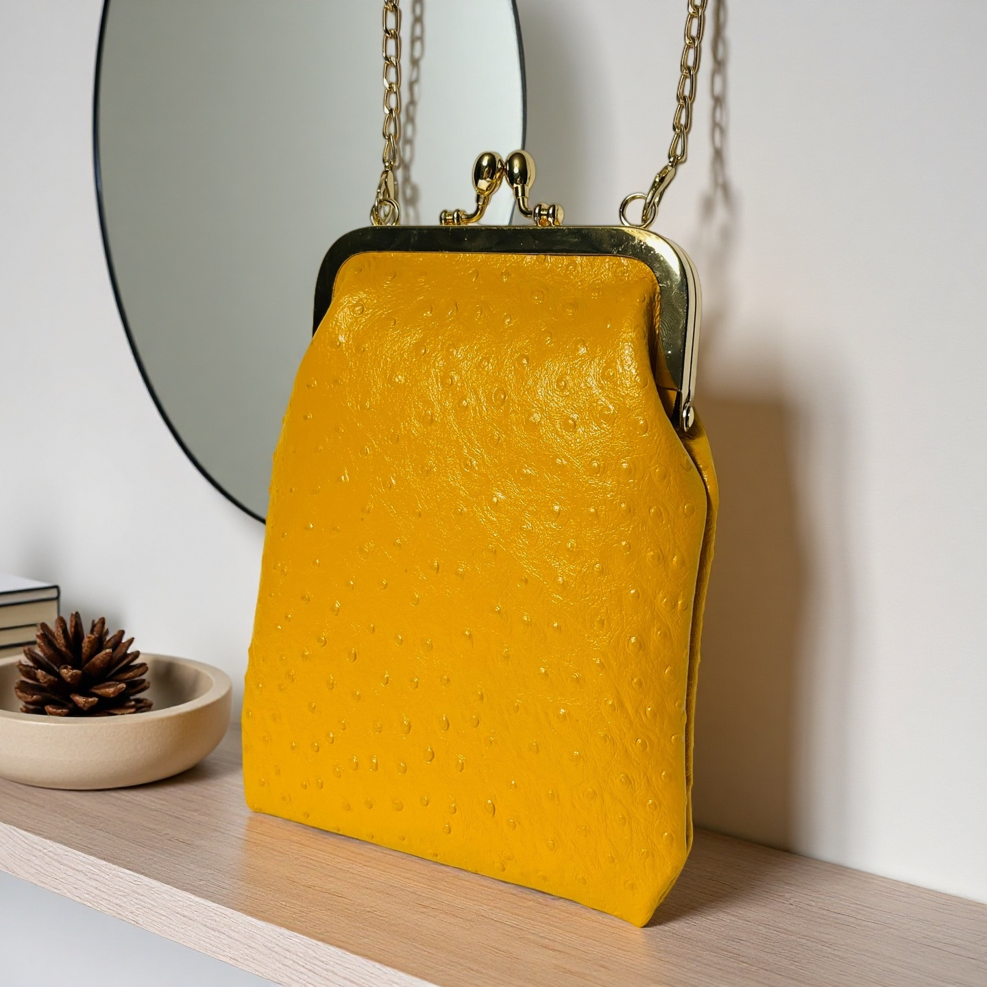 Gift redemption-cowhide ostrich small crossbody phone bag