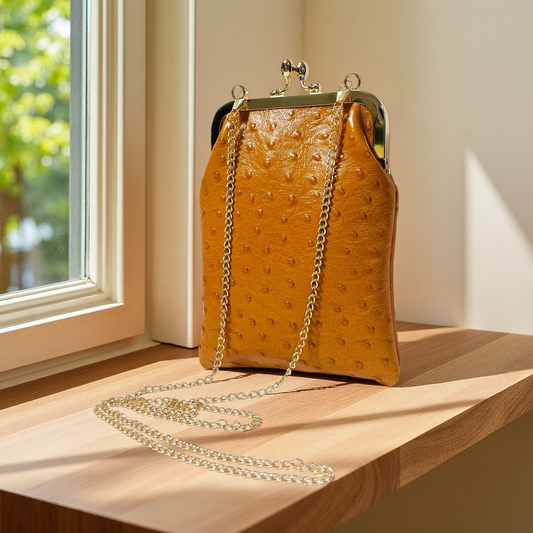 Gift redemption-cowhide ostrich small crossbody phone bag