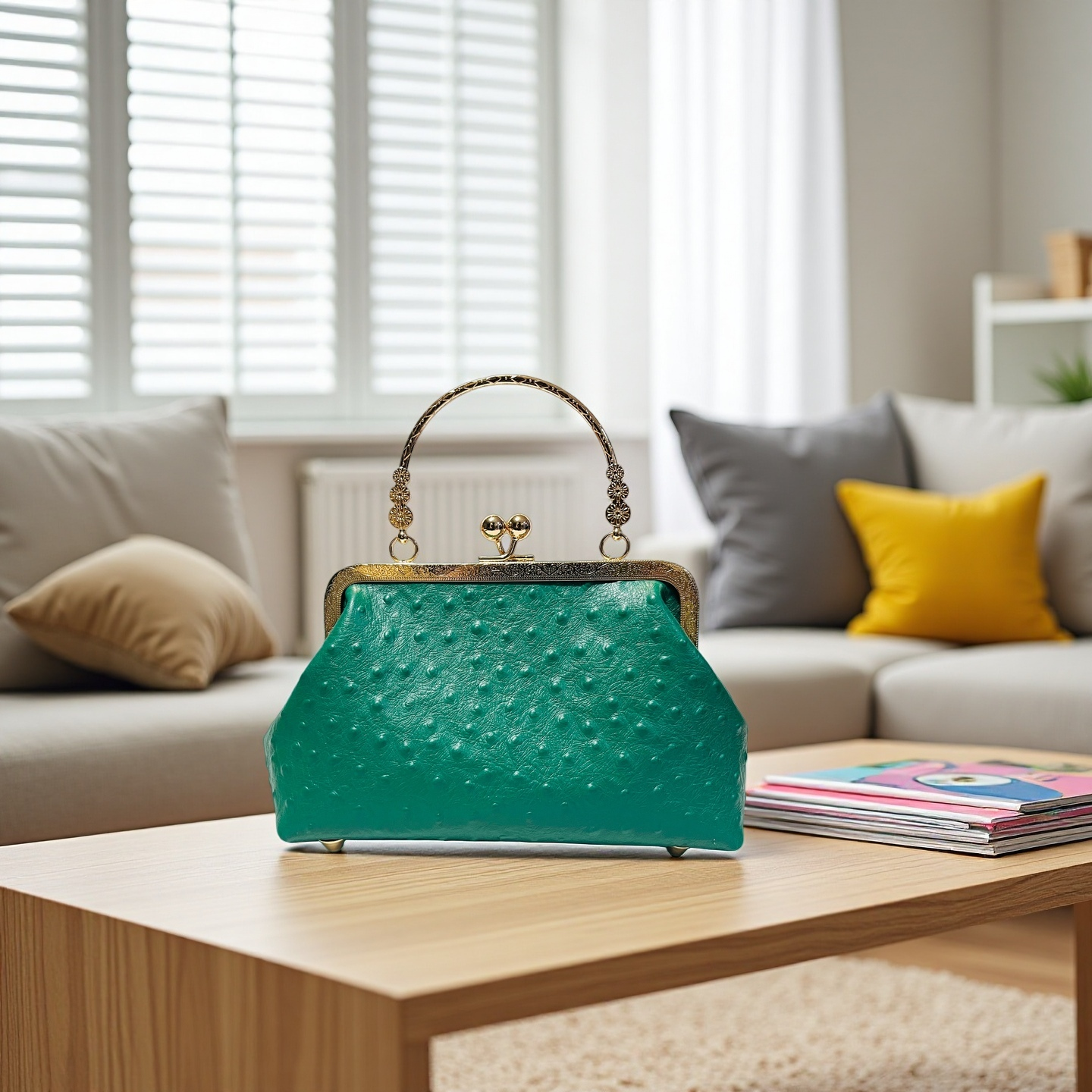 Gift redemption-cowhide ostrich print small crossbody bag handbag