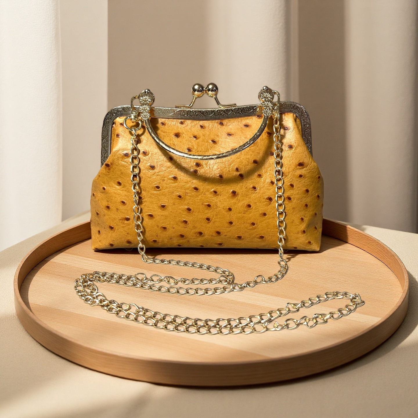 Gift redemption-cowhide ostrich print small crossbody bag handbag