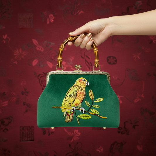 Gift redemption-women's velvet evening handbag -parrot