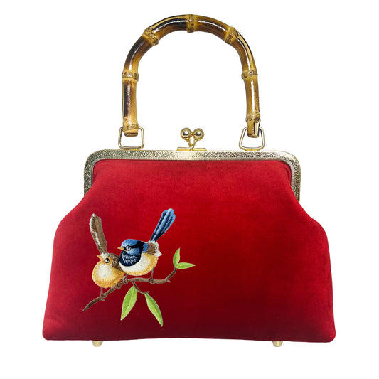 Gift redemption-women's velvet evening handbag -two birds