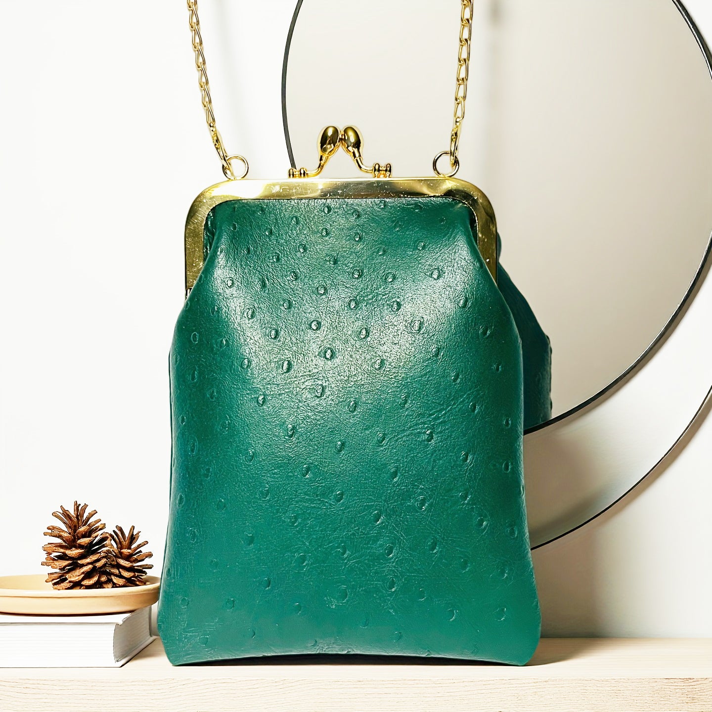 Gift redemption-cowhide ostrich small crossbody phone bag