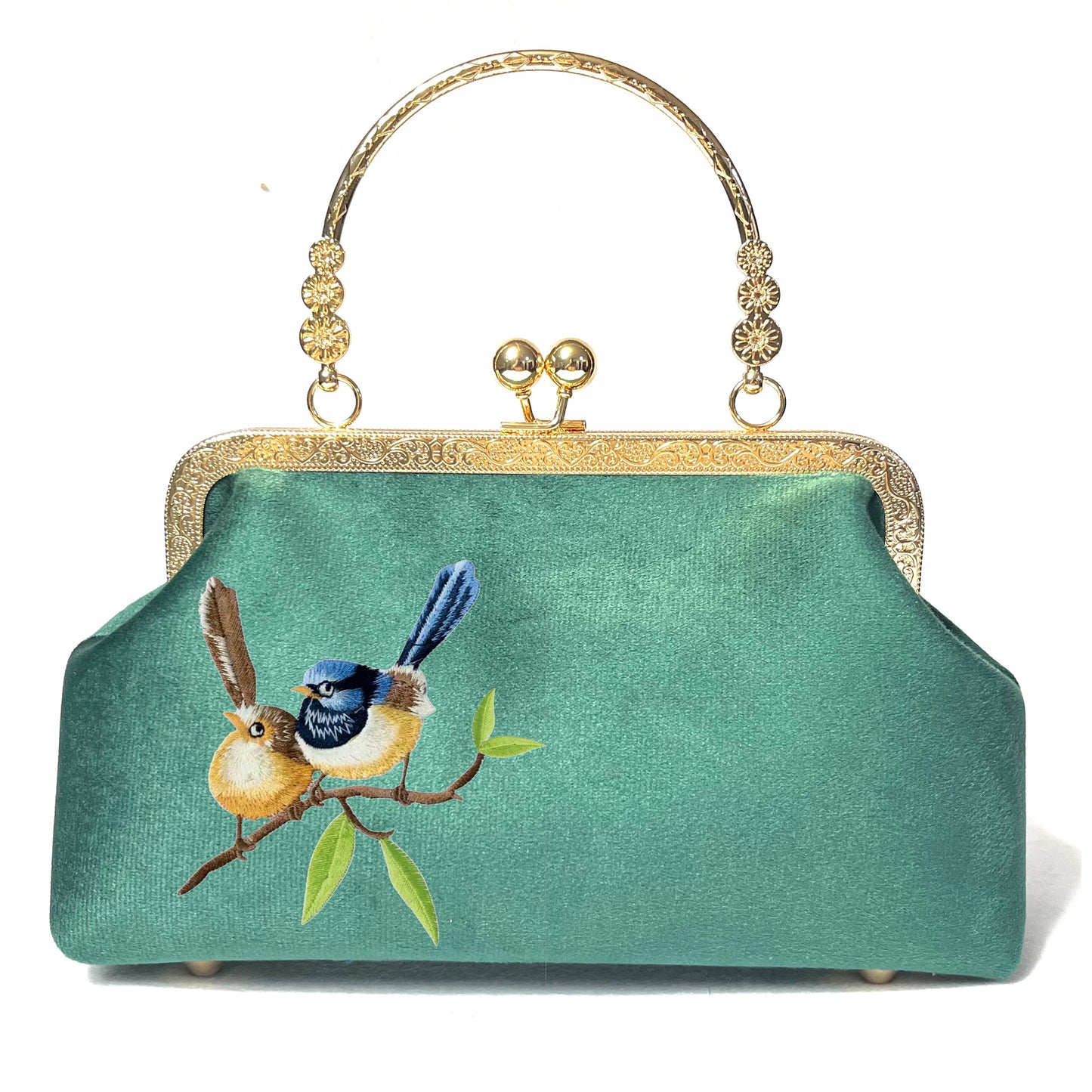 Gift redemption-women's velvet evening handbag -two birds