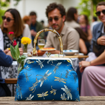 Gift redemption-women's silk evening handbag -blue dragonfly