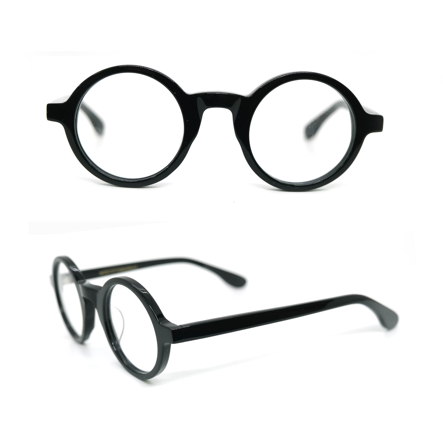 Acetate round black eyeglasses frames 002 progressive lenses