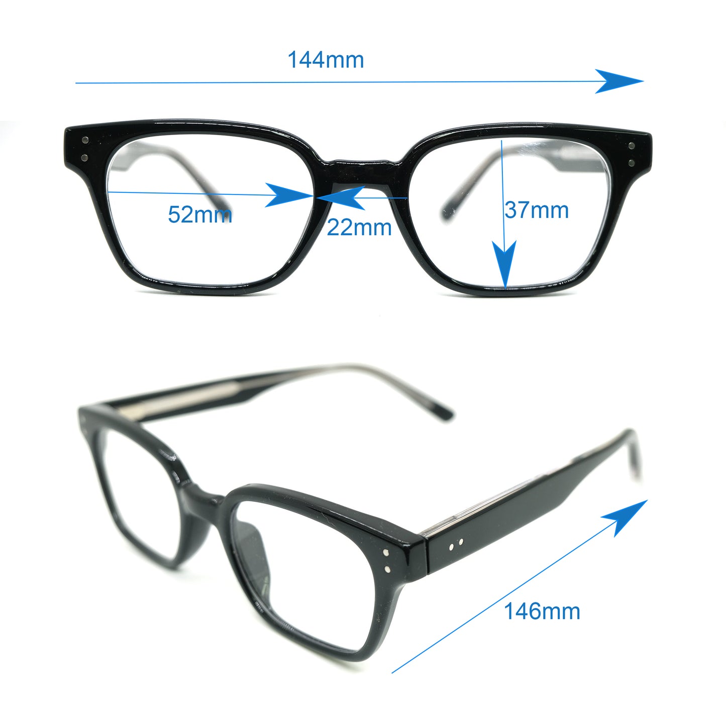 Acetate square rivet  eyeglasses frames 004 progressive lenses