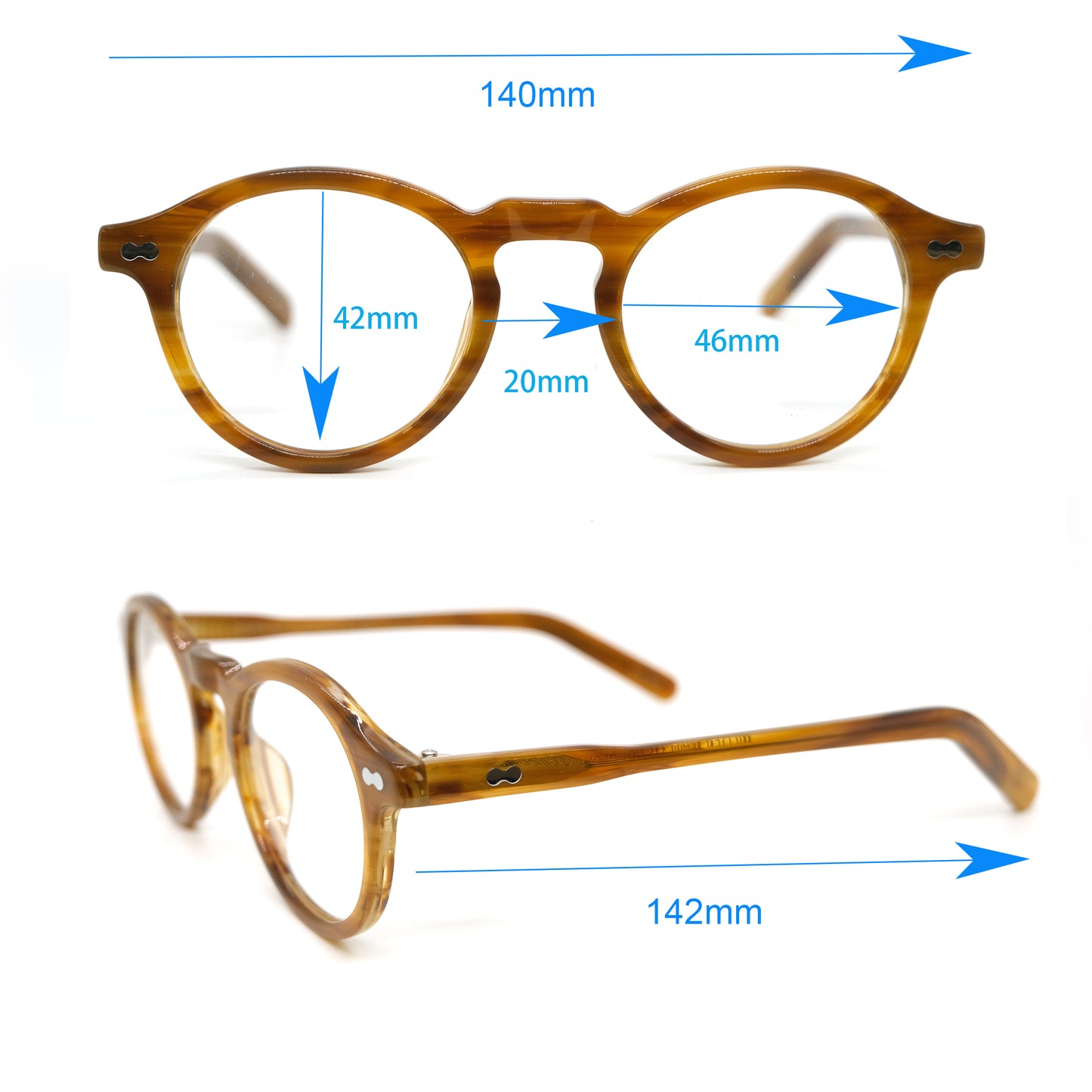 Acetate rivet roundeyeglasses frames 001 progressive lenses