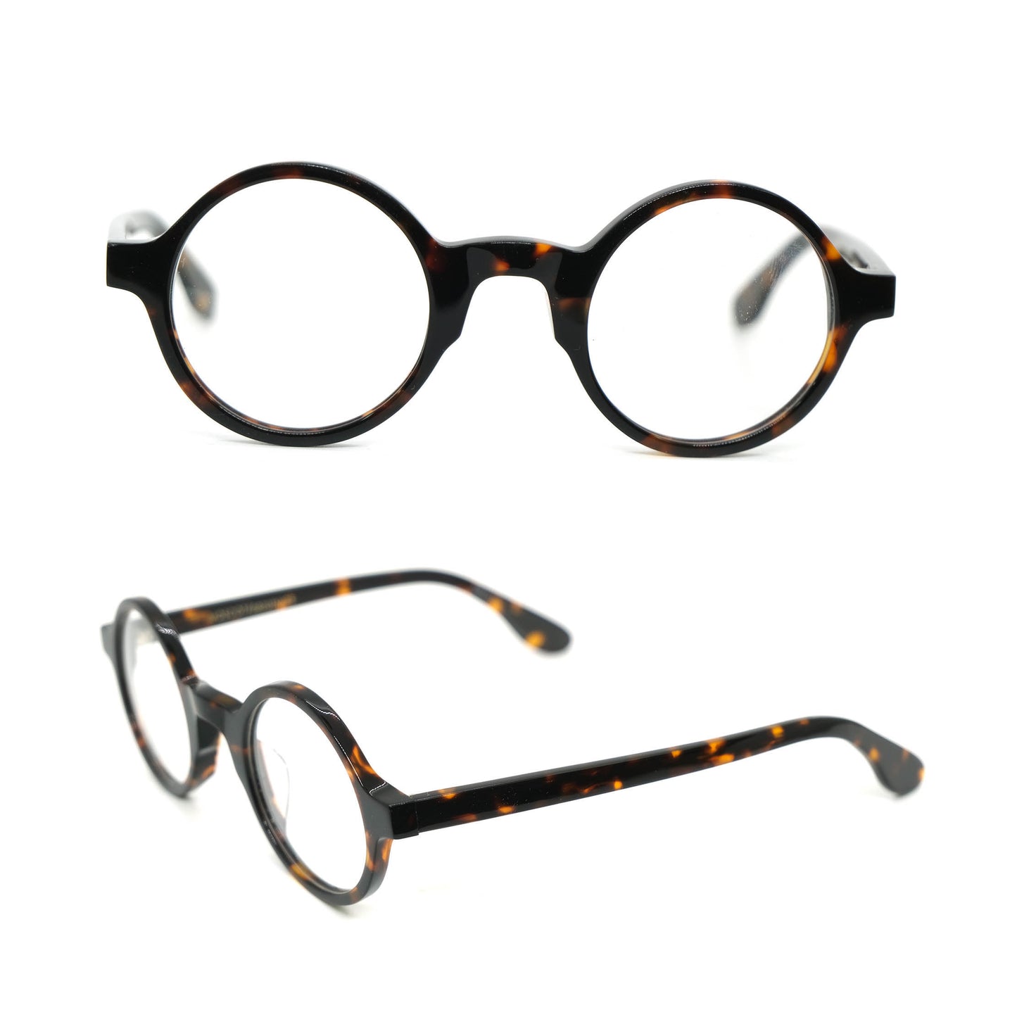 Acetate round black eyeglasses frames 002 progressive lenses