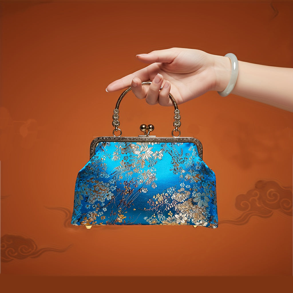 Gift redemption-women's silk evening handbag -blue