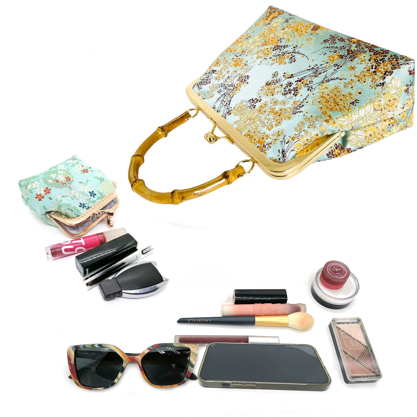 Gift redemption-women's silk evening handbag -blue