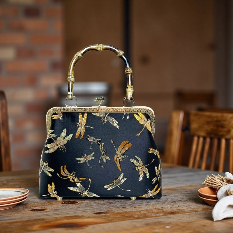 Gift redemption-women's silk evening handbag -blue dragonfly