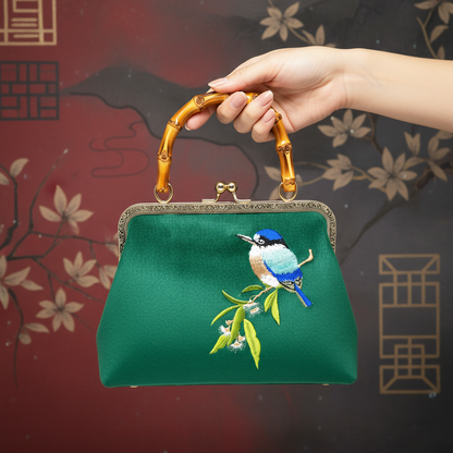 Gift redemption-women's velvet evening handbag -blue bird
