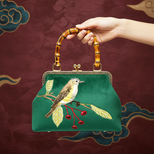 Gift redemption-women's velvet evening handbag -brown bird