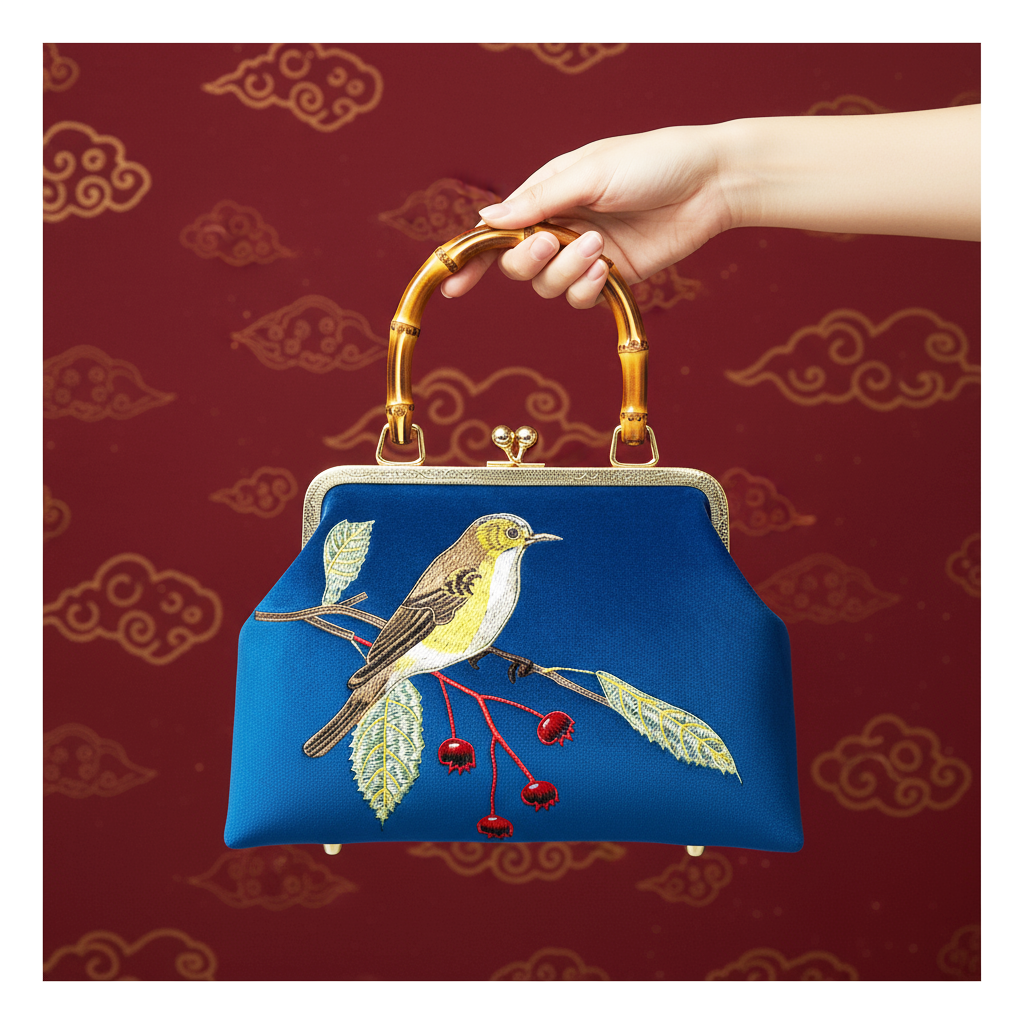 Gift redemption-women's velvet evening handbag -brown bird
