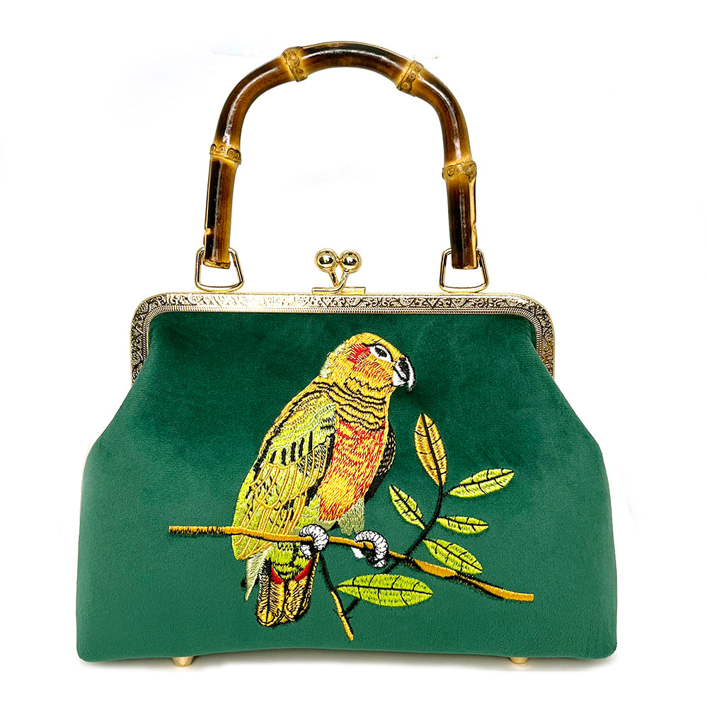 Gift redemption-women's velvet evening handbag -parrot