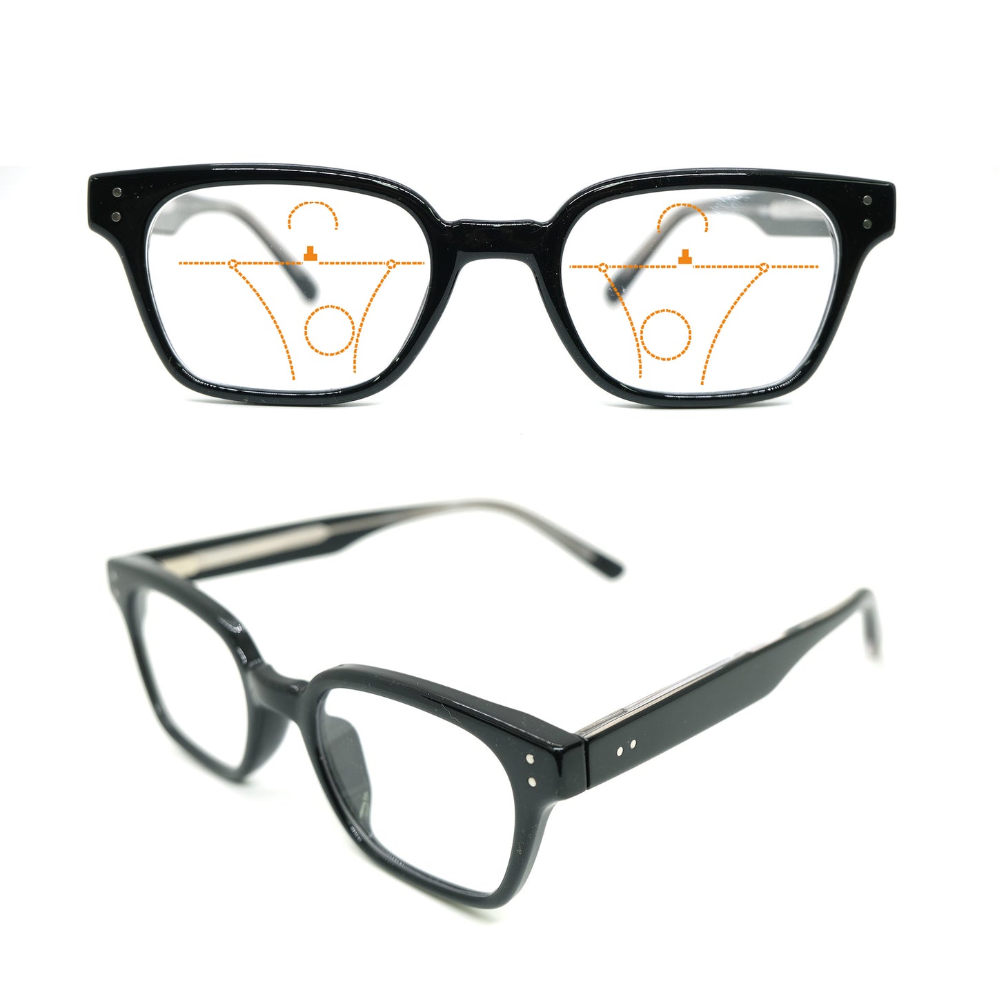 Acetate square rivet  eyeglasses frames 004 progressive lenses
