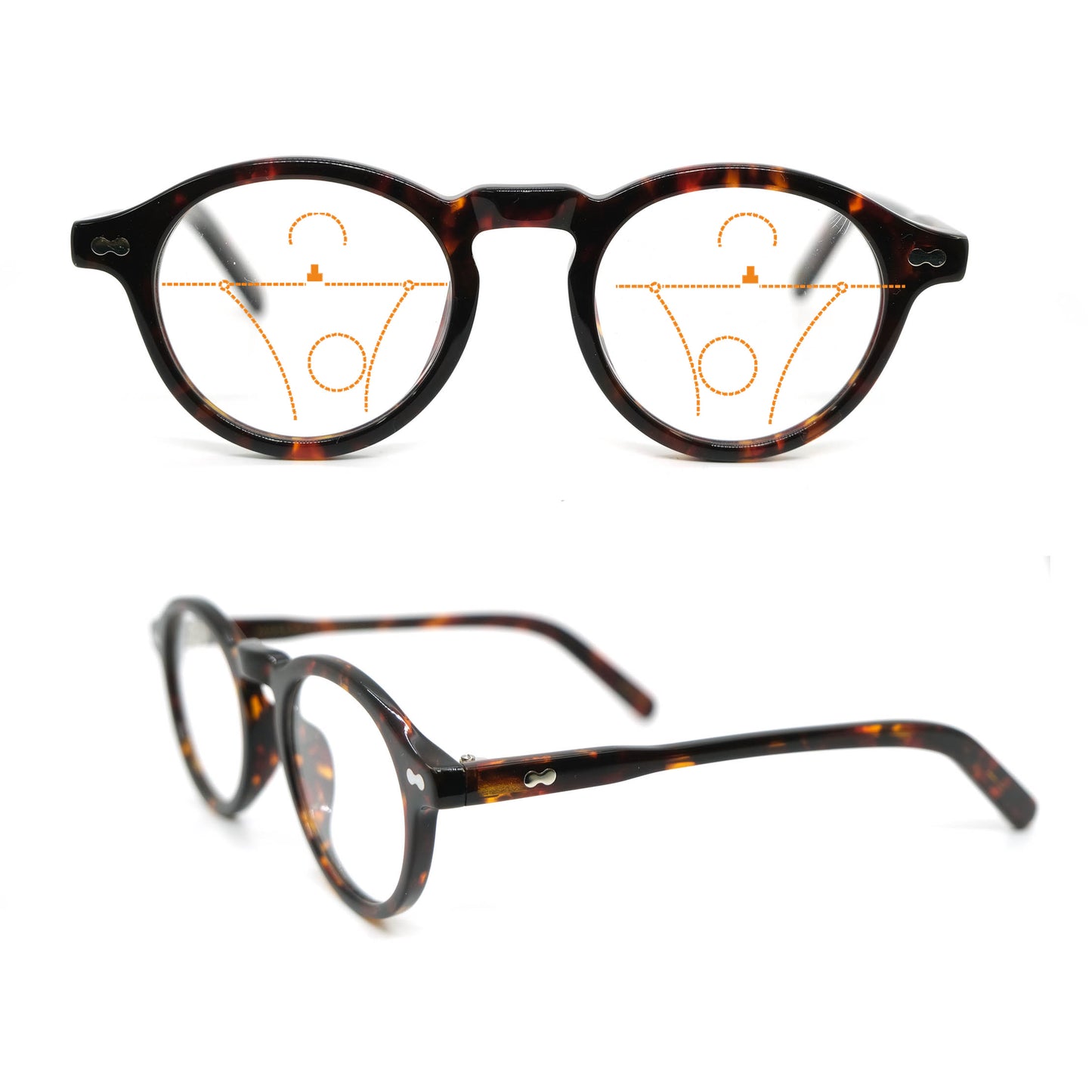 Acetate rivet roundeyeglasses frames 001 progressive lenses