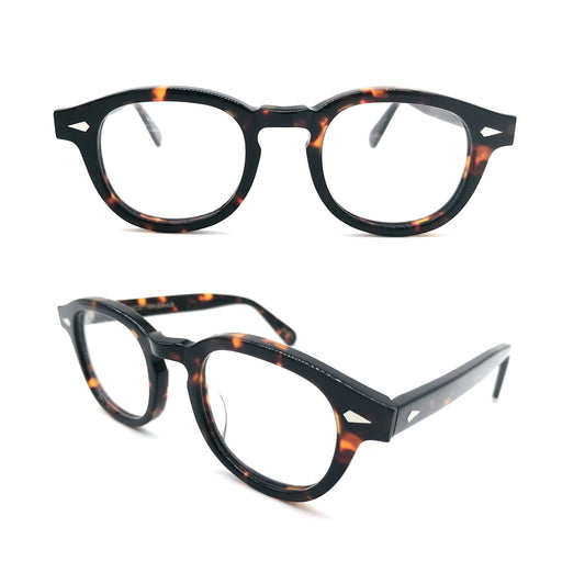 Acetate round tortoise eyeglasses frames 002 progressive lenses