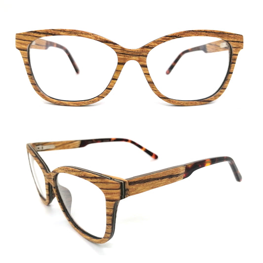 Zebra Wood Glasses with Amber Arm